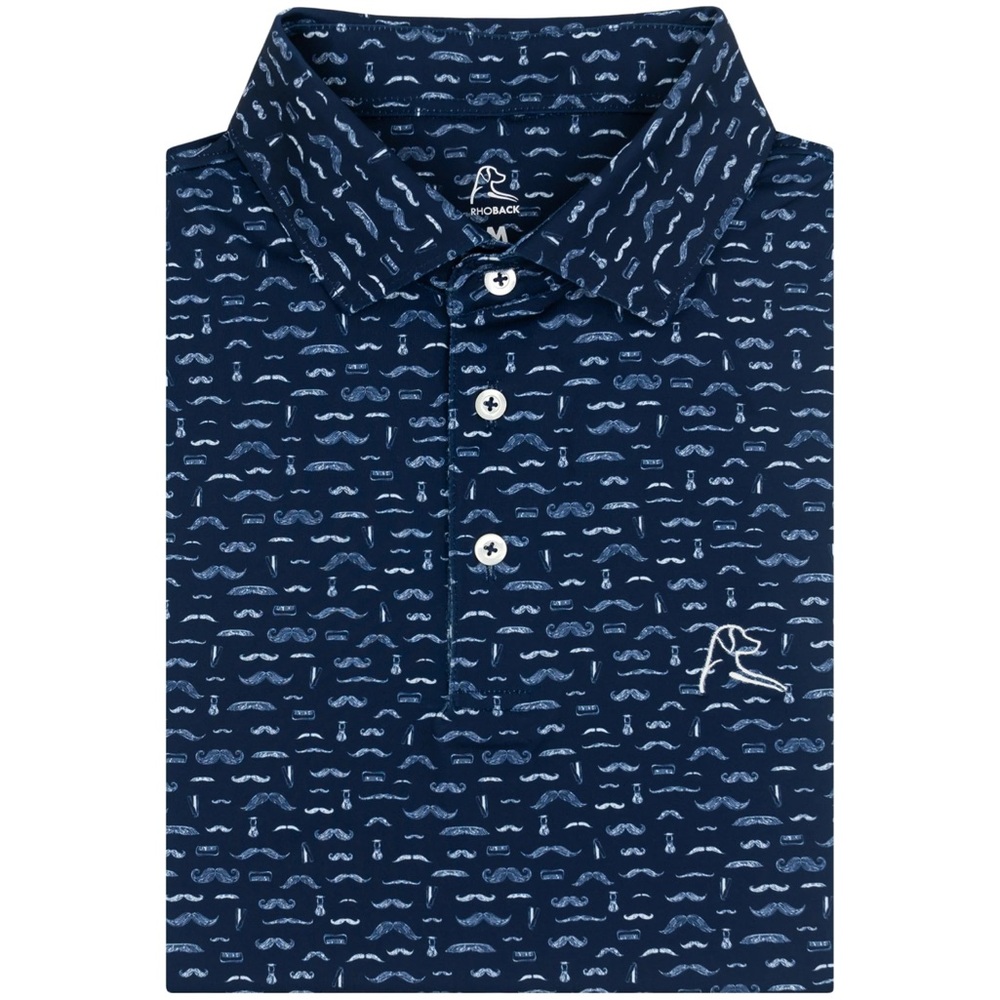 Rhoback - Men’s “The Handlebar” Mustache Polo - M - NWT